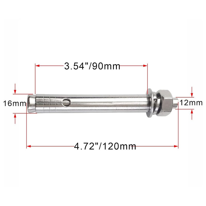 JENSWILL 10 Pack M12x120mm Expansion Bolts Anchor Bolt 304 Stainless Steel External Hex Expansion Screw Bolt Sleeve Anchor Fastener Wall Concrete - Image 2